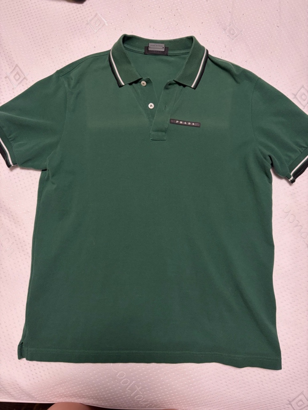 Prada Dark Green Polo with Contrast Tipping